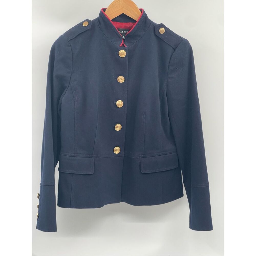 Talbots Navy Blazer with Gold Buttons and Pink Trim